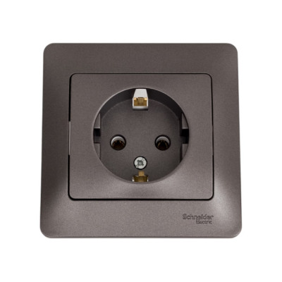 Розетка Systeme Electric Glossa с заземлением, 16а, 250в, в сборе, графит GSL001342