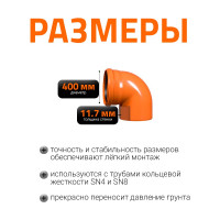 Отвод Ostendorf наружной канализации 400 мм, 87 градусов 226240