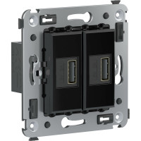 Зарядное устройство в стену DKC, Avanti USB, черный квадрат 4402543
