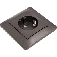 Розетка Systeme Electric Glossa с заземлением, 16а, 250в, в сборе, графит GSL001342
