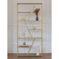 Стеллаж GreenWeen ARNETTA, золотой каркас, полки тонированное стекло, 1920x900x300 GW-ANNET-G-G
