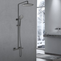 Термостатическая душевая стойка VINCEA Desire вороненая сталь VSFS-1D0TGM