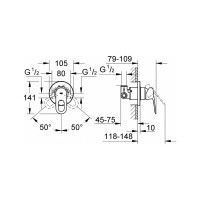 Смеситель для душа Grohe BauLoop (внешняя и встраиваемая части), хром 29042000