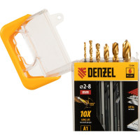 Набор сверл по металлу Golden Tip 2, 3, 4, 5, 6, 8 мм, HSS-Tin, 6 шт Denzel 72300