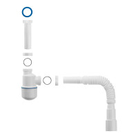 Сифон для раковины MasterProf 1.1/4" х 32 мини (вып.с нерж.решёткой) с унив. г. т. 40 х 32/40/50 ИС.110681