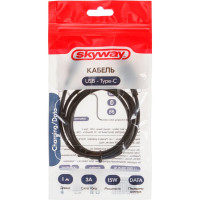 Кабель SKYWAY usb - type-c, 15w, черный, в пакете, 1м S09603007