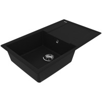 Мойка кухонная из кварцгранита Lemark IMANDRA 840 цвет: антрацит, комплектация: крепеж, сливная арматура с переливом арт. 9910031