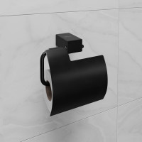Держатель для туалетной бумаги Lemark SMOOTH LINE с крышкой, черный 9722011