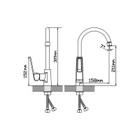 Смеситель для кухни АНТЕЙ шар. с высоким изливом, креп.гайка, цвет черный матовый Турмалин 423535 d25 1/10 423535-ANT