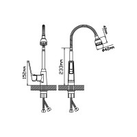 Смеситель для кухни АНТЕЙ Турмалин шар. с гибким изливом, креп. гайка, цвет черный матовый 433535 1/10 433535-ANT