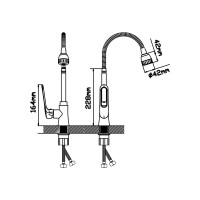 Смеситель для кухни АНТЕЙ Базальт шар. с гибким изливом, креп.гайка, цвет серый матовый 333535 1/10 333535-ANT