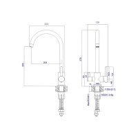 Смеситель для кухни АНТЕЙ Булат шар. с доп.выходом для питьевой воды 511522 нержав.сталь 1/10 511522-ANT
