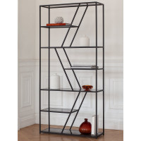 Стеллаж GreenWeen ARNETTA , черный каркас, полки тонированное стекло, 1920x900x300 GW-ANNET-B-G