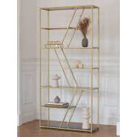 Стеллаж GreenWeen ARNETTA, золотой каркас, полки тонированное стекло, 1920x900x300 GW-ANNET-G-G