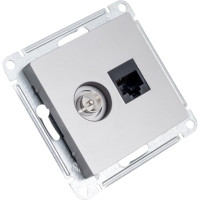 Двойная розетка Systeme Electric AtlasDesign Сталь комп+ТВ, RJ45+TV, кат.5E, механизм SE ATN000989