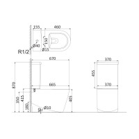 Унитаз-компакт Creo Ceramique RENNES безободковый, быстросъемное крепление, микролифт RE1002R+RE1003+RE1001T(UF3010/BU209Q)00025127
