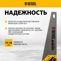 Ножовка по дереву Denzel, 400 мм, 9 TPI, зуб 3D, двухкомпонентная рукоятка 24145