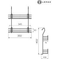 Полка для специй двухъярусная тип-2 lemax, черный матовый, LE 540 BL