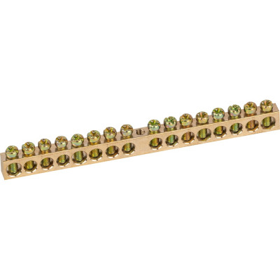 Шина ЭРА NO12218 PEN земля-ноль 6x9мм 16/1 латунная с креплениями по центру Б0047232