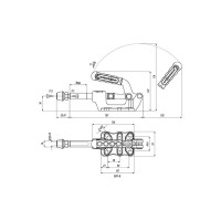 Плунжерный зажим с горизонтальным кронштейном KUKAMET, усилие 750 кг 531-5-Q20