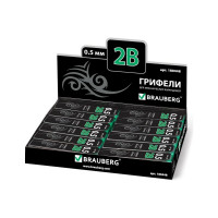 Грифели запасные 36 шт в упаковке BRAUBERG  КОМПЛЕКТ 20 шт "Black Jack" Hi-Polymer 2В 0.5 мм  180448