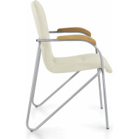 Кресло BRABIX Samba Cf-104, серый каркас, накладки бук, кожзам бежевый 532760