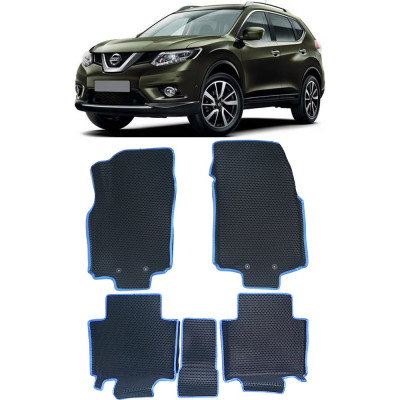 Eva Smart ковры в салон автомобиля nissan x-trail (t32) вариант макси 3d 2013 - эва сота чёрные c серой окантовкой 3374-B5B1-S