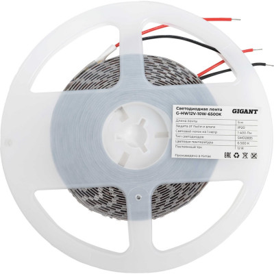 Gigant Светодиодная лента 5м, IP20, 1400Лм, SMD2835, 6500К G-HW12V-10W-6500K