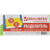 Разделитель 21 шт в упаковке BRAUBERG пластиковый (полосы 105х240 мм) 12 листов без индексации по цветам  225632