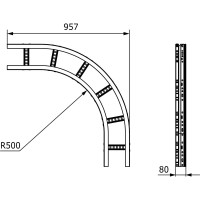 Лестничный угол DKC 90 градусов, 80x200, R660, горячий цинк, ULD682HDZ