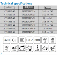 Полуботинки HOEGERT TECHNIK BERKEL, SRC, S1P, размер 46 HT5K565-46