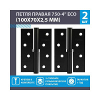 Врезные петли НОРА-М 750-4" ECO правые 100x70x2,5 черные, 2 шт. 18697