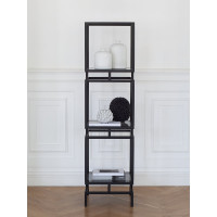 Стеллаж GreenWeen CUBIC-3, черный каркас, полки тонированное стекло, 1505x400x400 GW-CUBIC-3-B-G