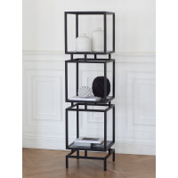 Стеллаж GreenWeen CUBIC-3, черный каркас, полки тонированное стекло, 1505x400x400 GW-CUBIC-3-B-G