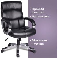 Компьютерное офисное кресло руководителя BRABIX Impulse EX-505, с подлокотниками, эко кожа 530876