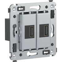 USB зарядное устройство в стену DKC, Avanti, закаленная сталь 4404543