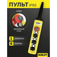Пульт управления 6 кнопок, 1 скорость, стоп, ключ, IP65 OCALIFT XАC-A6713Y