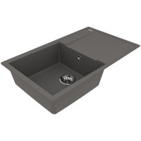 Мойка кухонная из кварцгранита Lemark IMANDRA 840 цвет: серый шёлк, комплектация: крепеж, сливная арматура с переливом арт. 9910035
