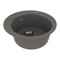 Кухонная мойка из кварцгранита Lemark SULA 550 цвет: серый шёлк комплектация: крепеж, сливная арматура с переливом в комплекте арт. 9910005