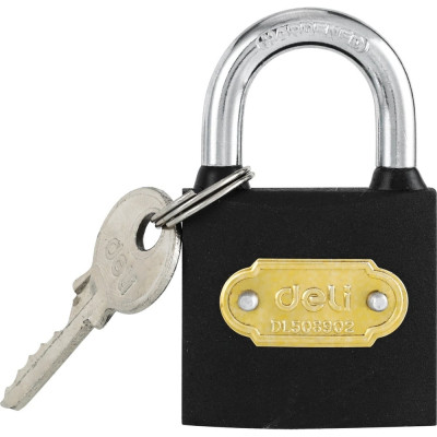 DELI Замок навесной 38мм DL508902 (автомат, личинка латунь,3 ключа, защита от влаги) 118496