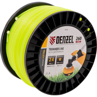 Denzel Леска для триммера звезда, 2,4мм х 260м, на DIN катушке FLEX CORD// 96286