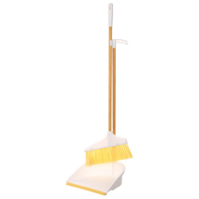 Набор: щётка с длинной ручкой + совок VETTA пластик, молочный бамбук 445-405