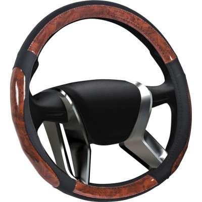 Оплетка на руль SENATOR Oregon нескользящая кожа, M, 38 см, дерево OPLS0403