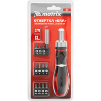 Реверсивная отвертка с набором бит MATRIX MASTER CrV, 11 шт. 11546