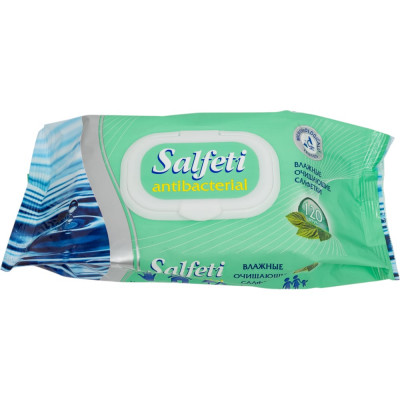 Влажные салфетки SALFETI antibac №120 антибактериальные, с клапаном 30646