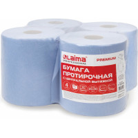 Протирочная бумага LAIMA с центр.вытяж. 200 м, W1/W2 2-сл., 667 л/рул., 22х30 см, комплект 4 рул. 112512
