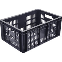 Ящик п/э 600x400x250 перфорированный, комплект, из 24 шт. цв. чёрный Тара.ру 27014