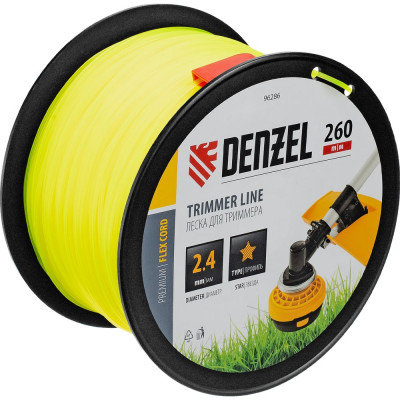 Леска FLEX CORD звезда 2.4 мм, 260 м, на DIN катушке для триммера Denzel 96286