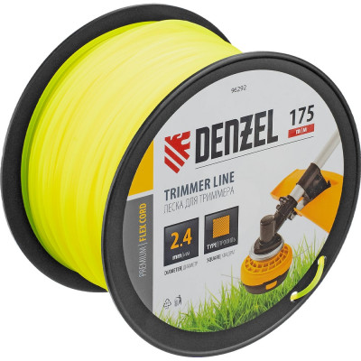 Леска FLEX CORD квадрат 2.4 мм, 175 м, на DIN катушке для триммера Denzel 96292