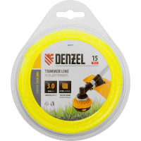 Леска FLEX CORD зубчатый квадрат 3 мм, 15 м, блистер для триммера Denzel 96215